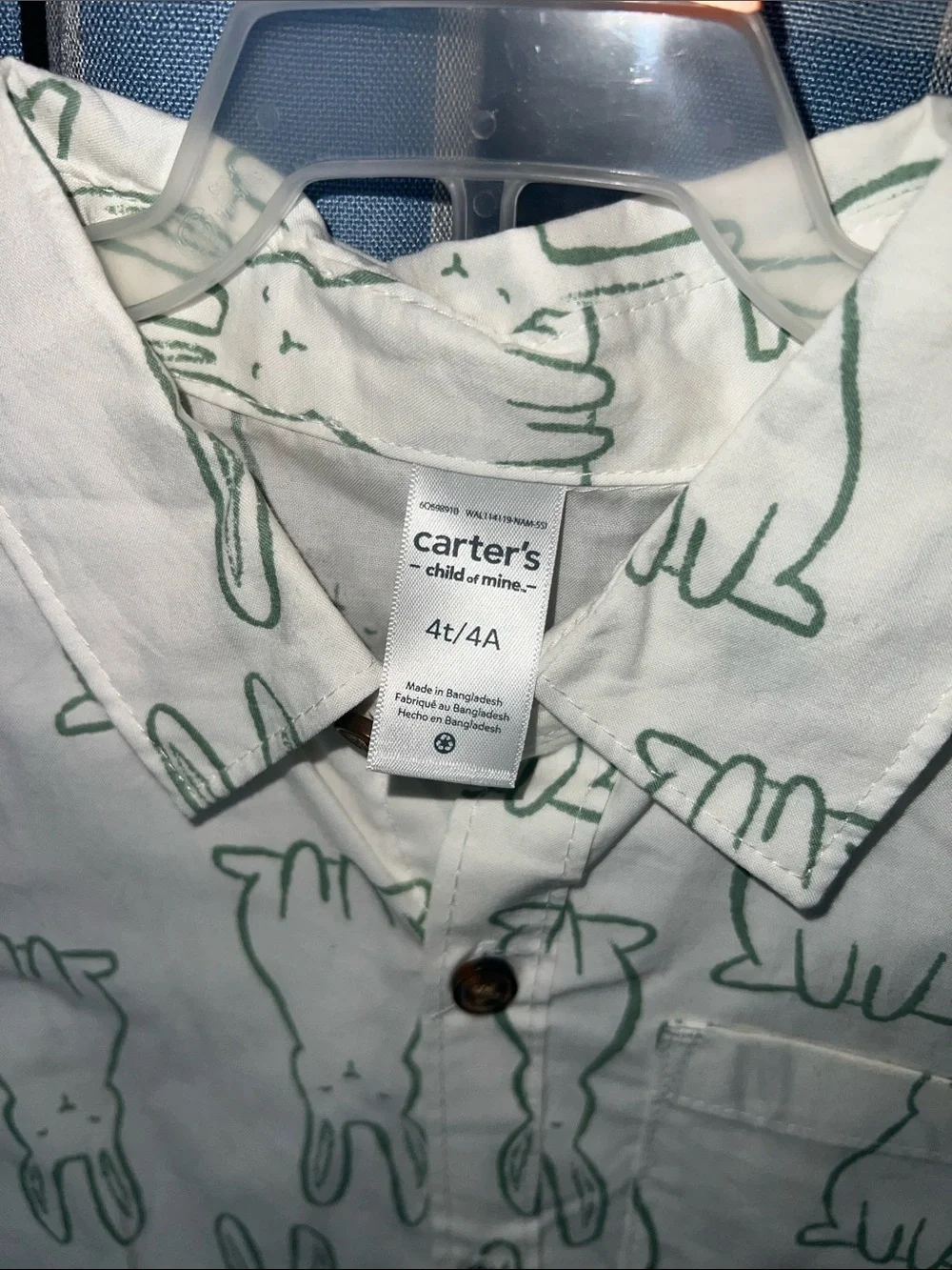 Carter's White Short-Sleeve Shirt with Mint Bunny Print